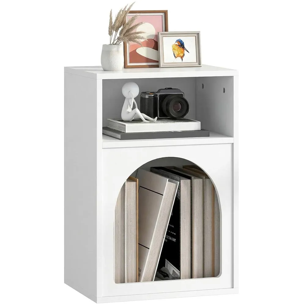 HOMCOM Bedside Table, Modern Bedside Cabinet for Bedroom, White 2
