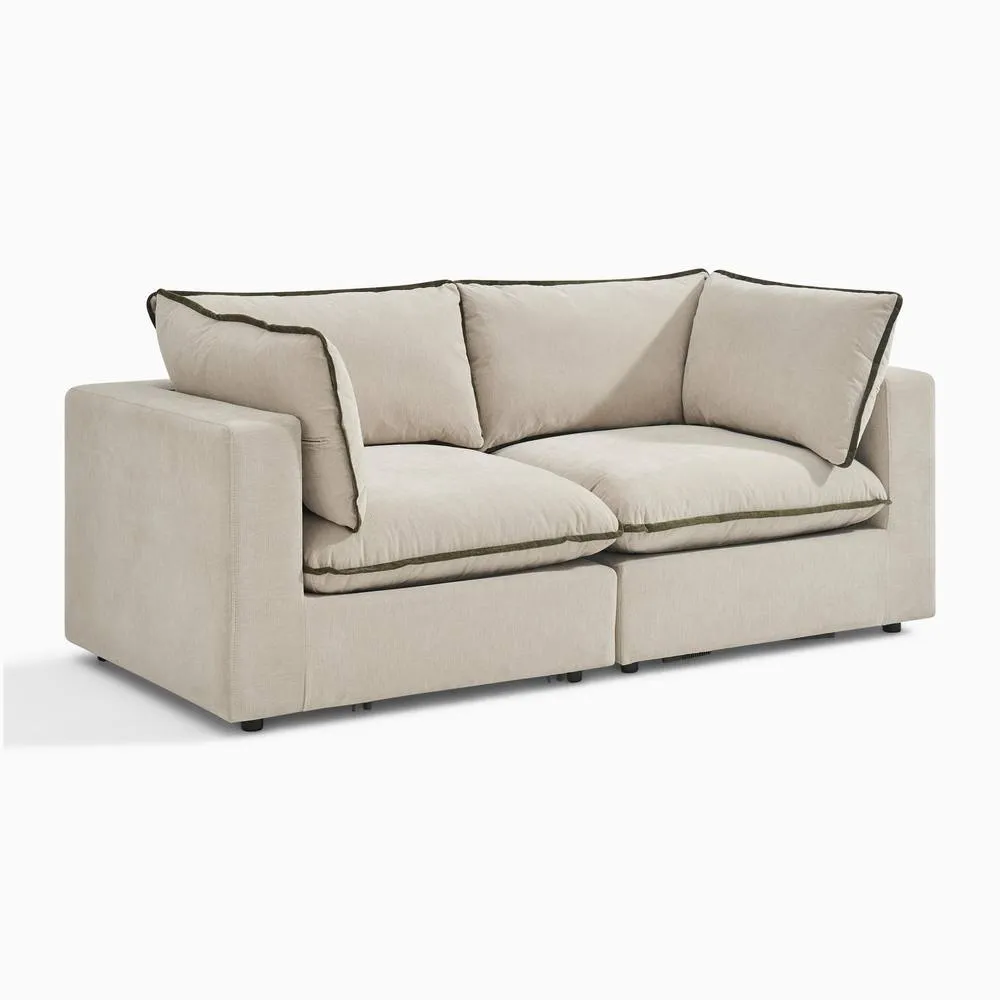 FurnitureboxUK Echo Linen-Look Fabric 2 Seater Modular Sofa 6