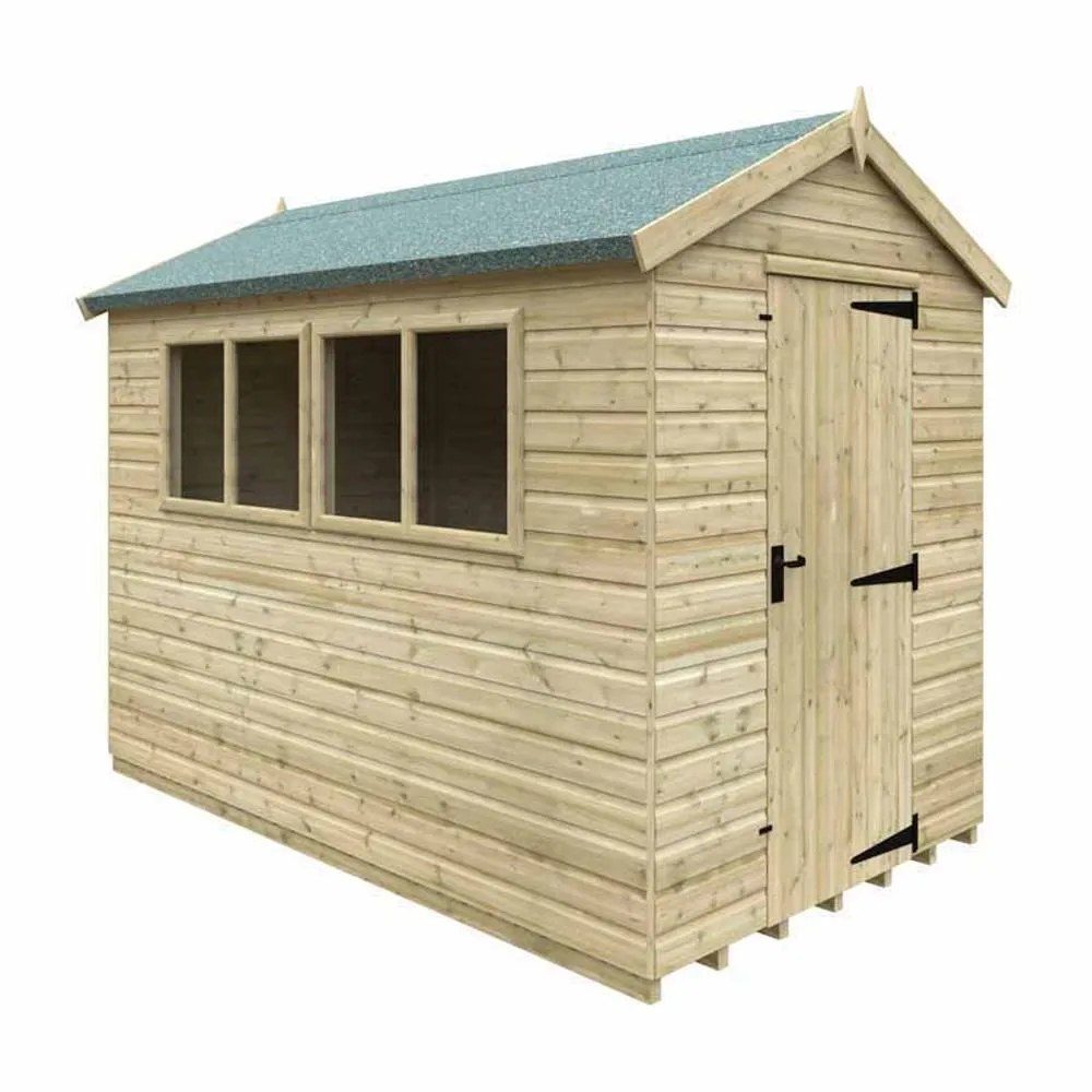 Buttercup Farm 10 x 6 Feet Apex Premier 16mm Shed - Solid Wood/Softwood/Pine in Green