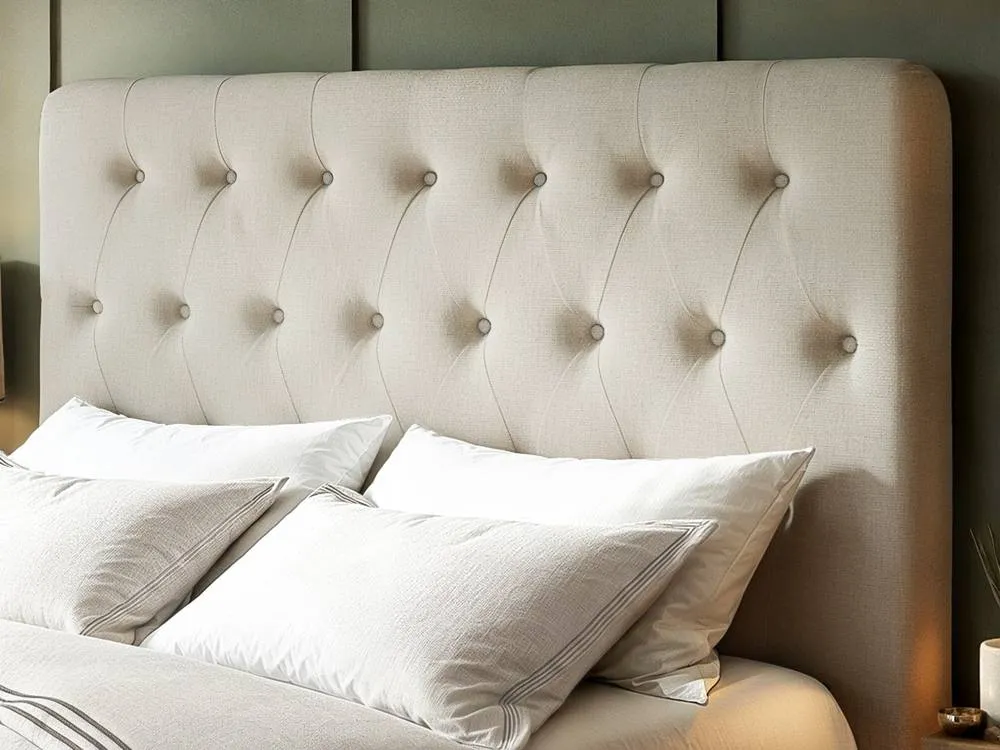 Flair Marley Buttoned Headboard Ottoman Bed Beige Linen 4