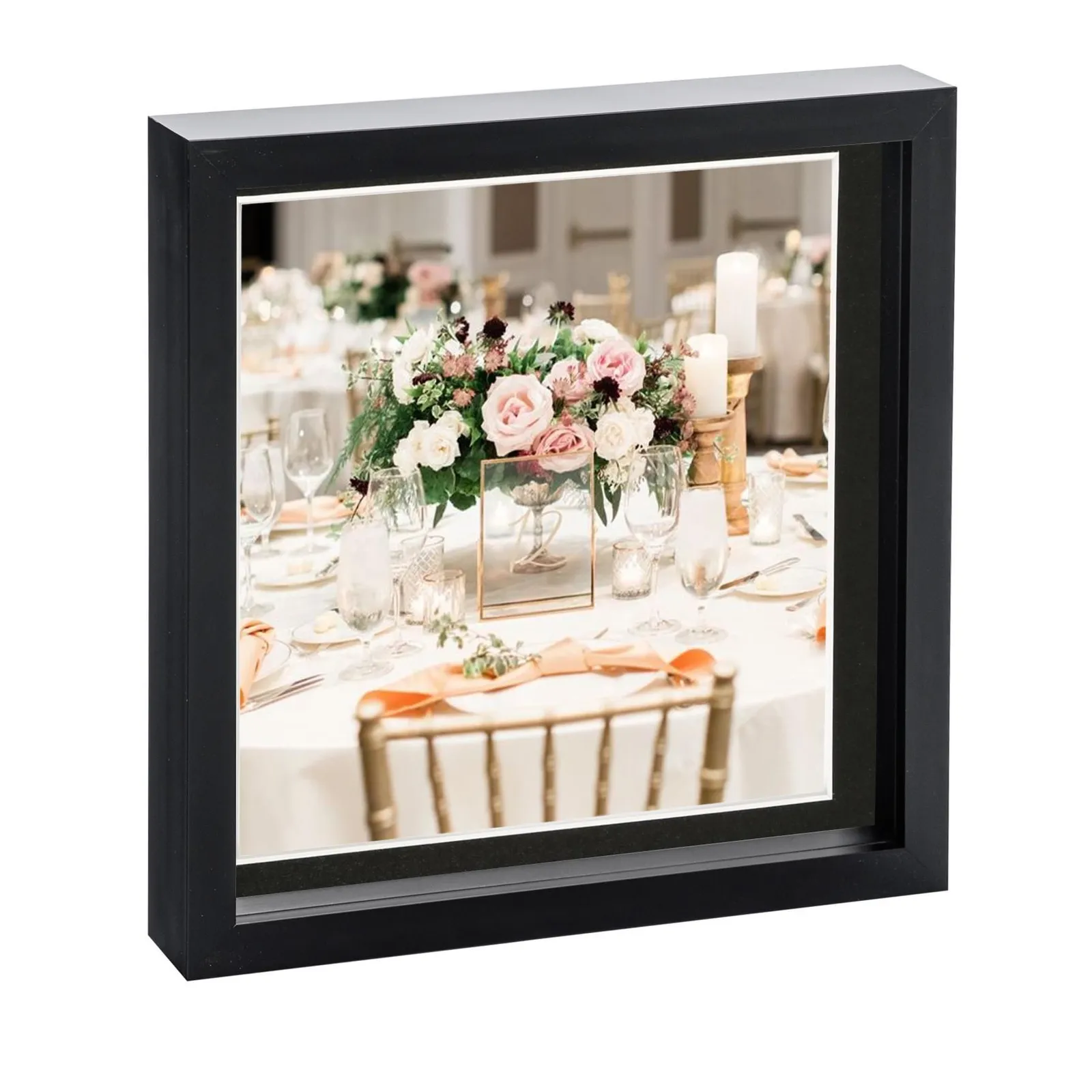 Nicola Spring 10x10" 3D Box Photo Frame 8x8" in Black 1