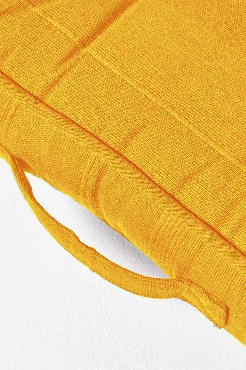 Homescapes Rajput Ribbed Cotton Floor Cushion in Bright Yellow 4