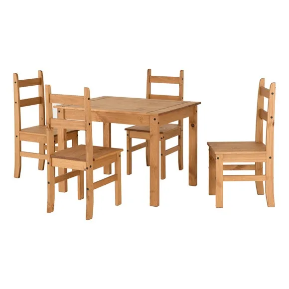 Corona 4 Seater Rectangular Dining Table with 4 Chairs, Pine 2