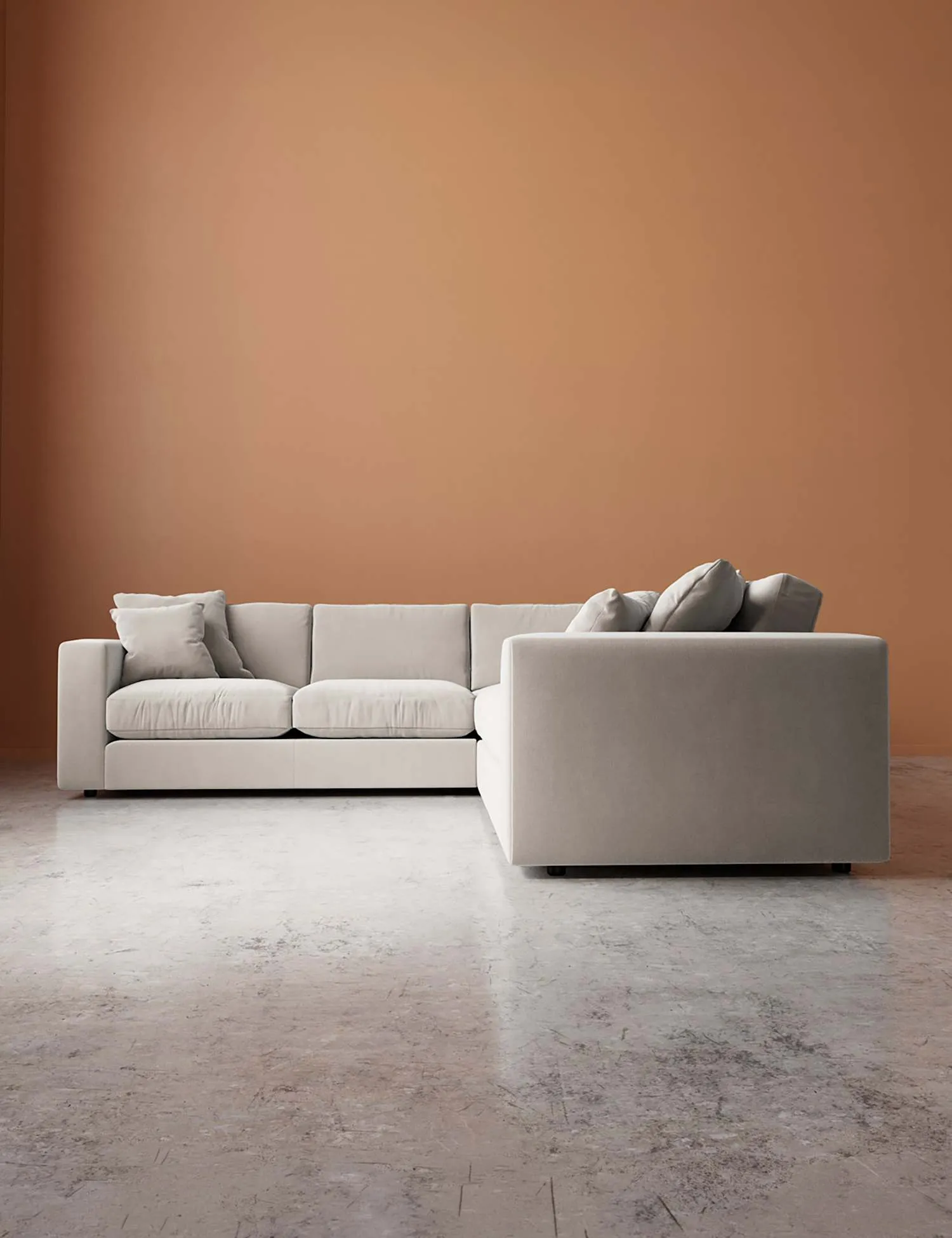 Swoon Crushed Velvet Corner Sofa Cream