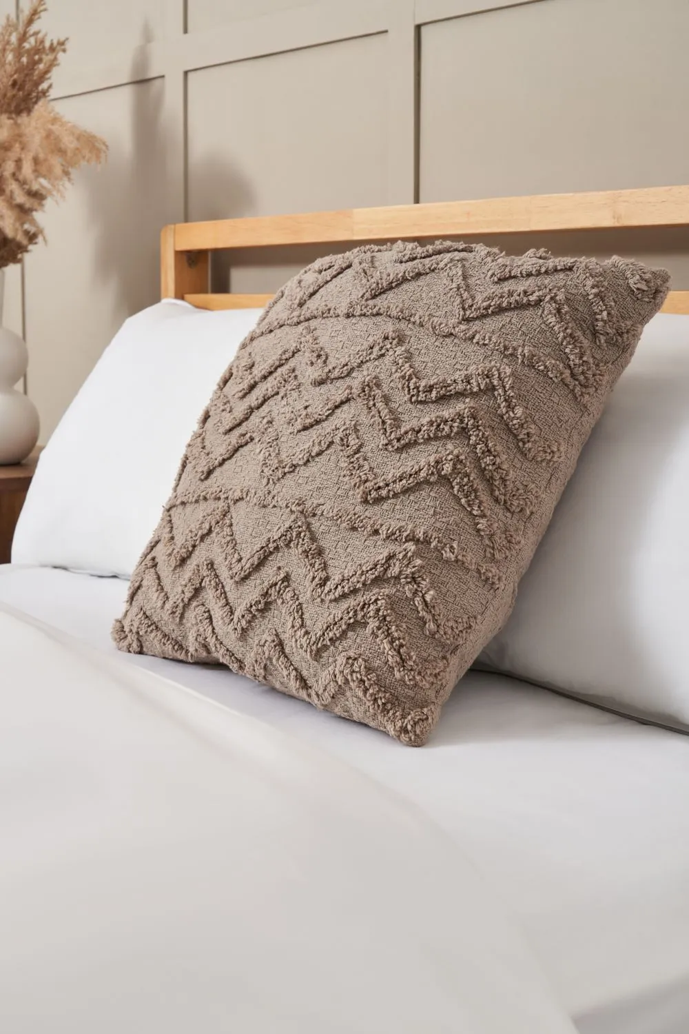 BHS Tufted Zig Zag Cushion in Grey