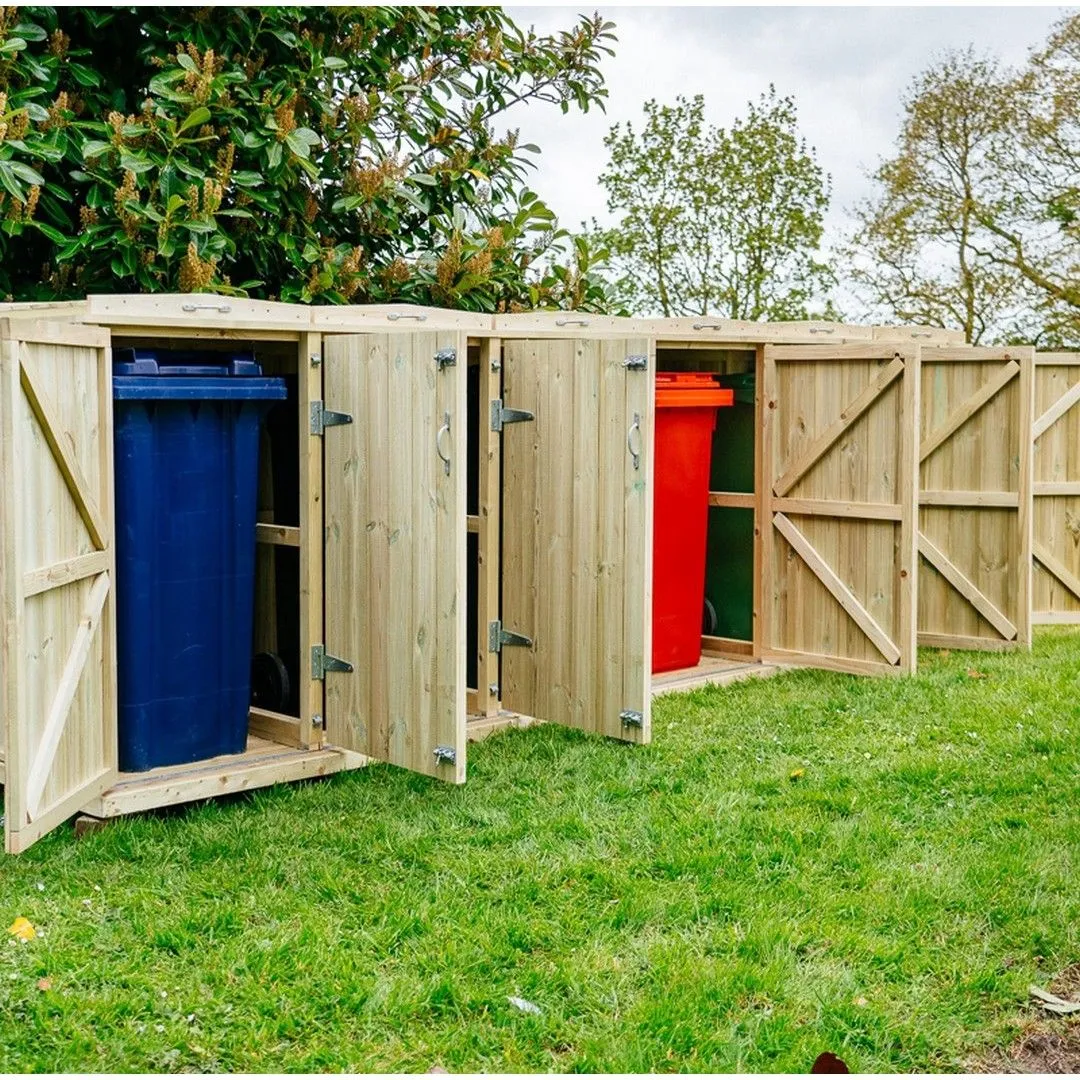 Buttercup Farm Shireburn Sextet Wheelie Bin Store, Timber, Fits 6 x 360L Wheelie Bins in Brown 2