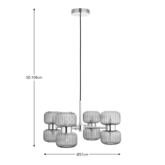 Riley Ribbed 8 Light Adjustable Ceiling Light 6