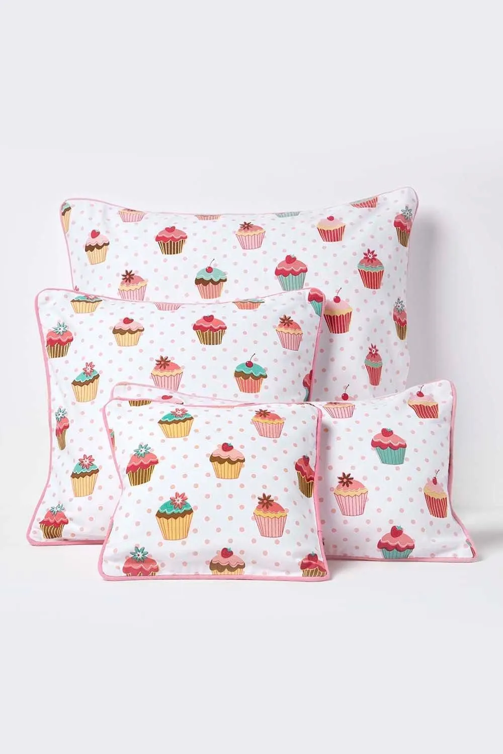 Homescapes Cotton Cup Cakes Cushion Cover in Pink 5