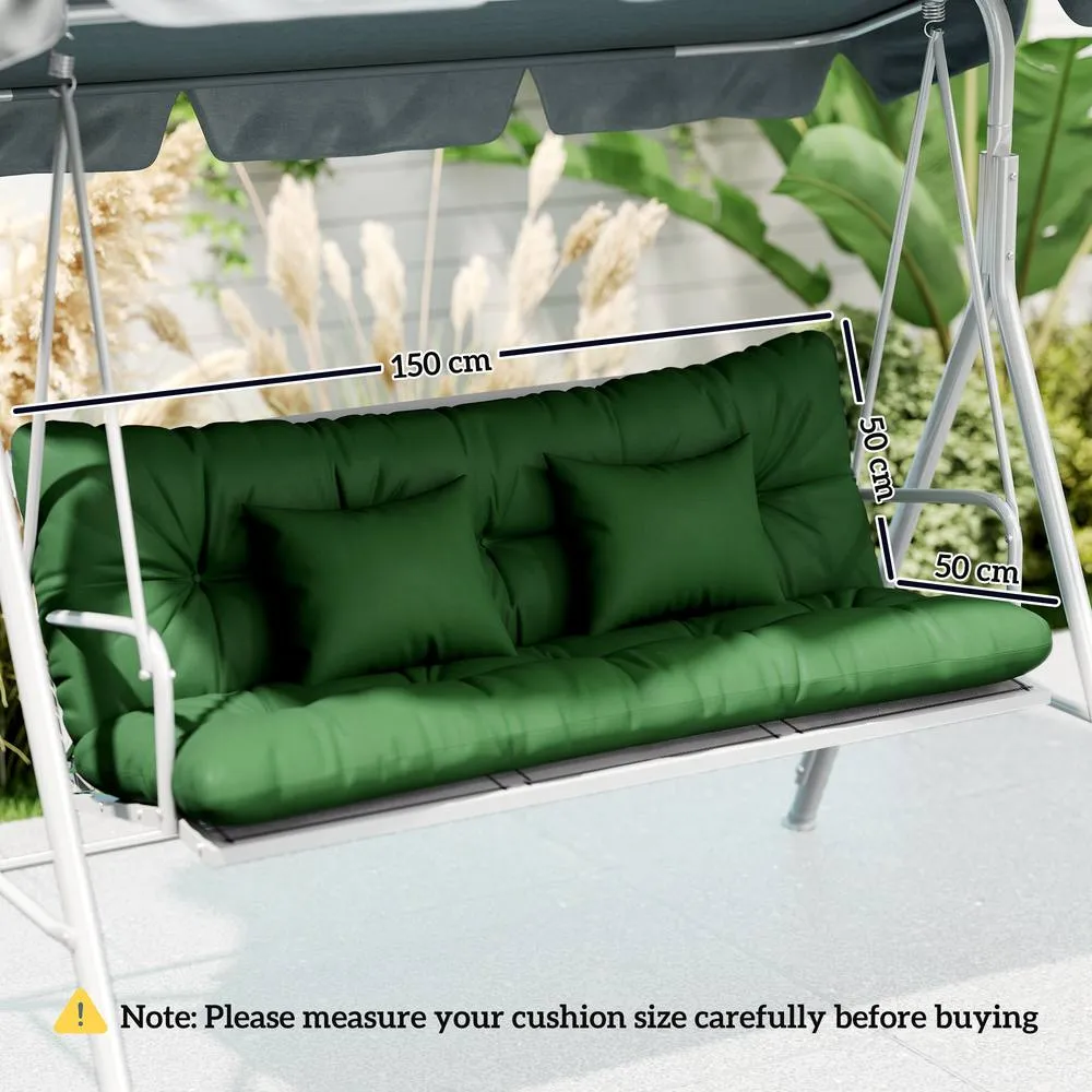 OUTSUNNY Outdoor Seat Cushions Back Cushion with 2 Pillows, Seat Pads in Green 3