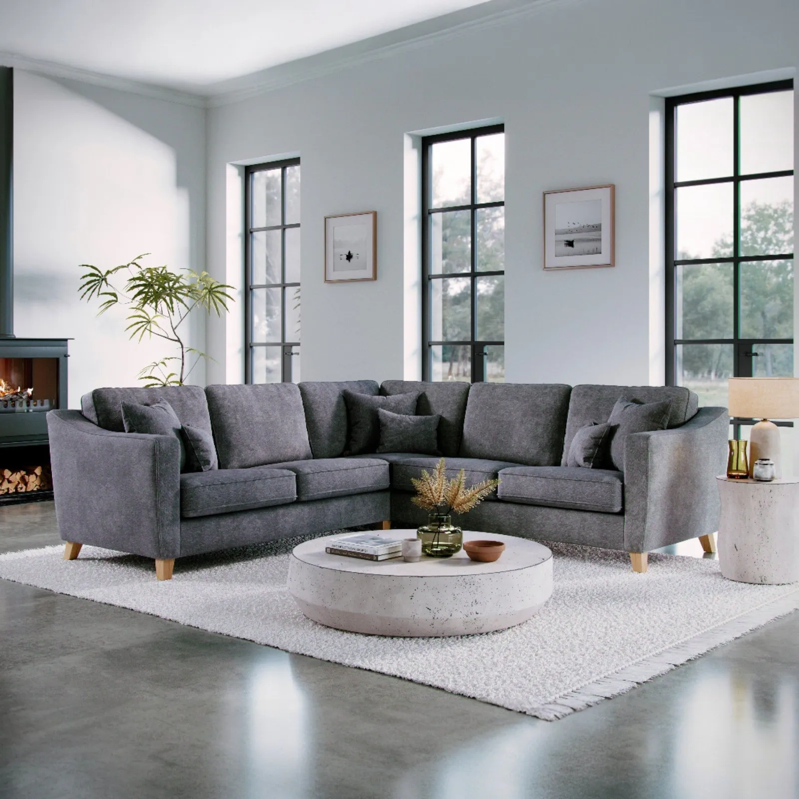 The Great Sofa Company Jackson Large Chenille Corner Sofa in Grey 1