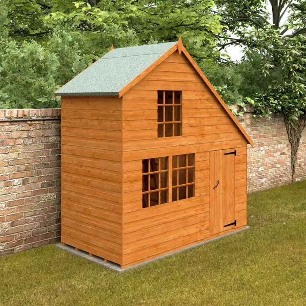 Buttercup Farm 4 x 8 Feet Clubhouse 12mm Shed - Solid Wood/Softwood/Pine in Burnt Orange 2