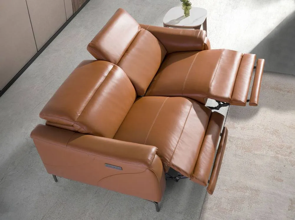 Angel Cerda 3Seater Brown Cowhide Leather Sofa Dual Electric 6