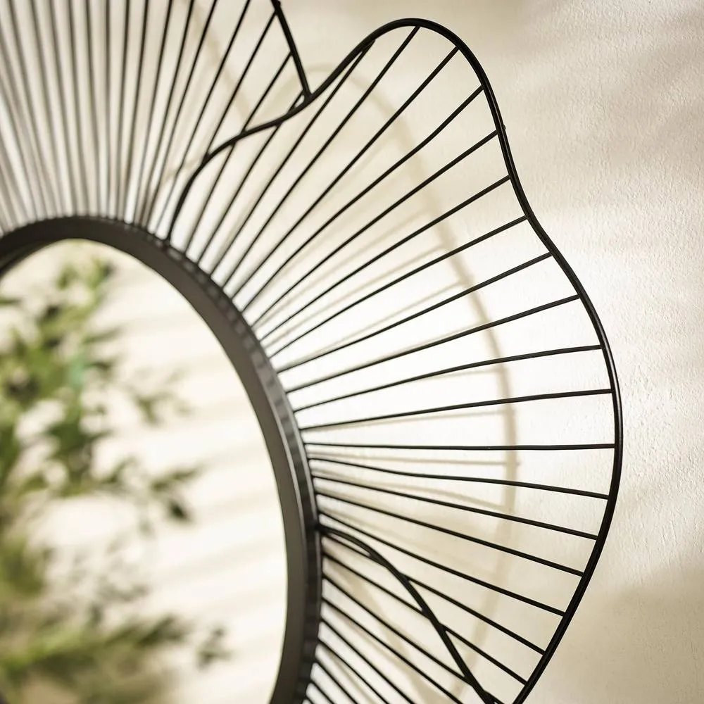 FurnitureboxUK Flora Medium Round Flower Frame 80cm Garden Mirror in Black 3