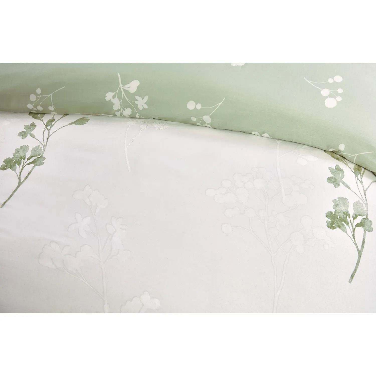 Rapport Home Shadow Floral Microfibre Complete Duvet Cover Set With Pillowcase in Green 2
