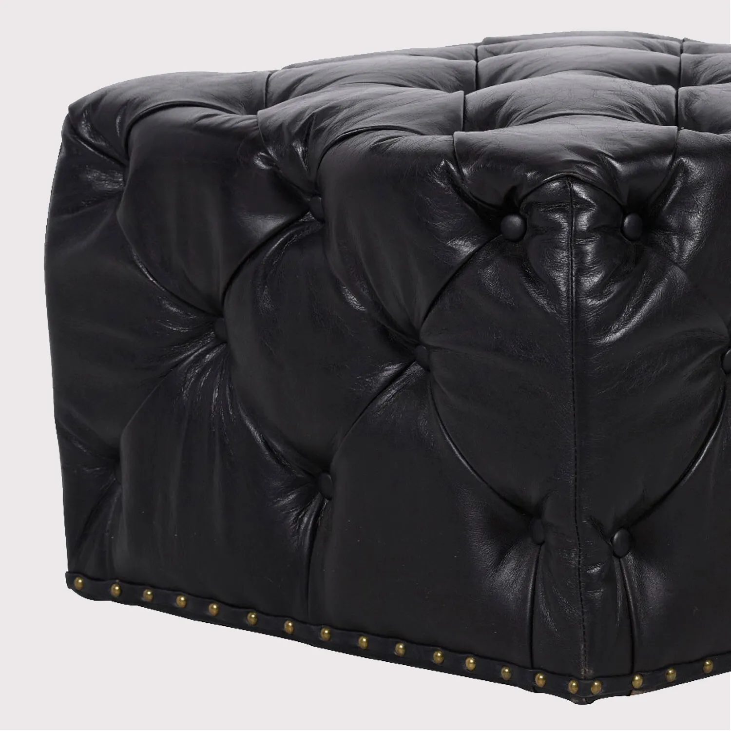 Timothy Oulton Lord Digsby Rectangular Small Footstool, Brown Leather | Barker & Stonehouse 2