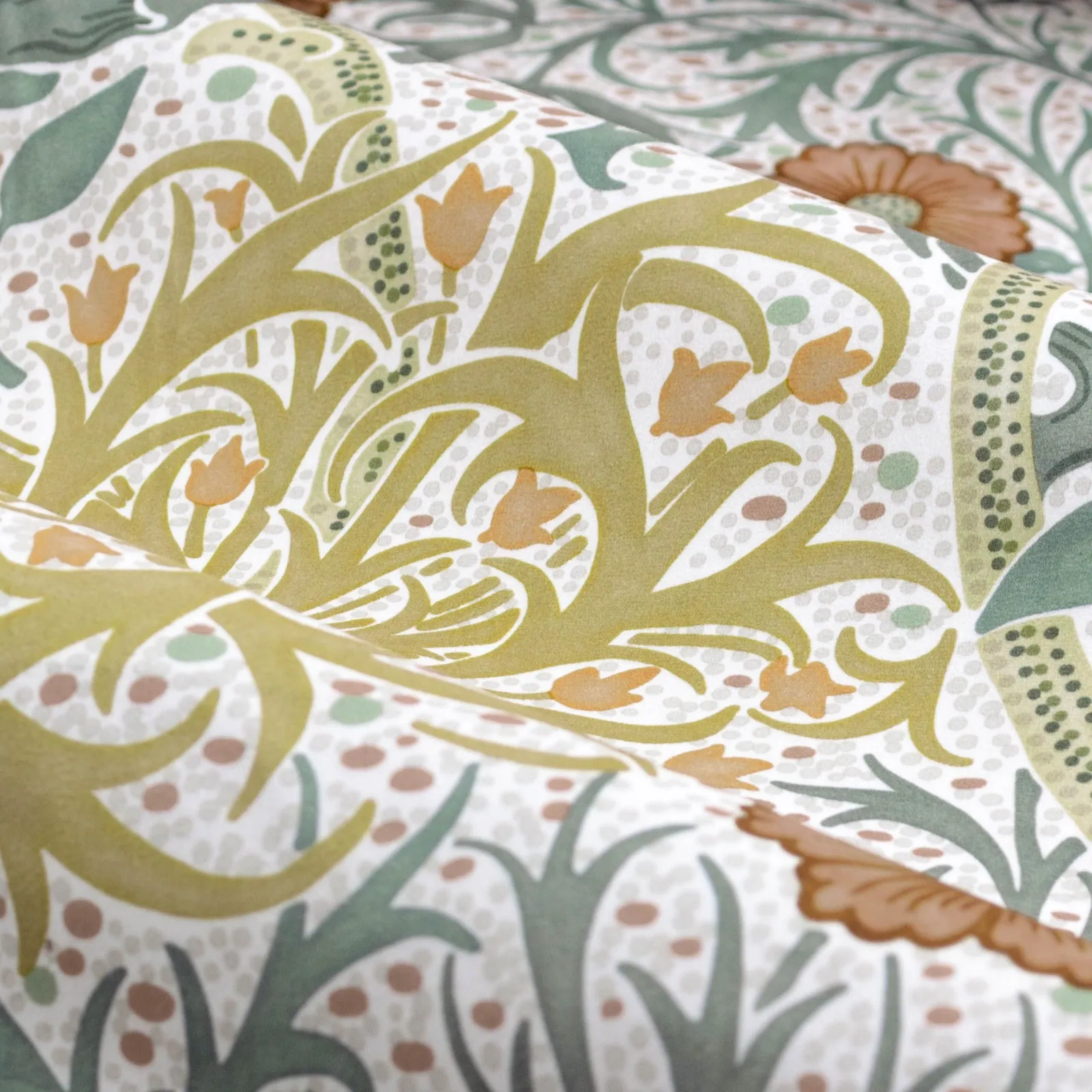 Morris & Co Seaweed Printed Velvet Room Darkening Pencil Pleat Curtains in Stone 6