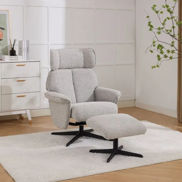 Gretna Chenille Swivel Chair with Footstool