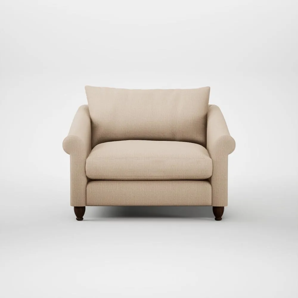 Heal's Devon Loveseat Smart Cotton Linen Rice Walnut Stained Feet 2