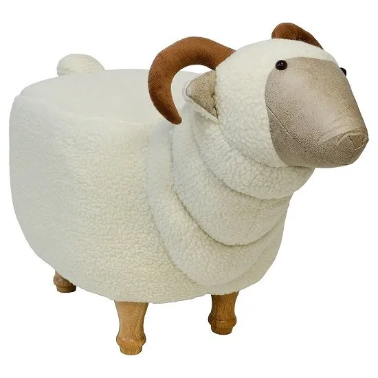 Goat Shaped Pouffe In White Finish