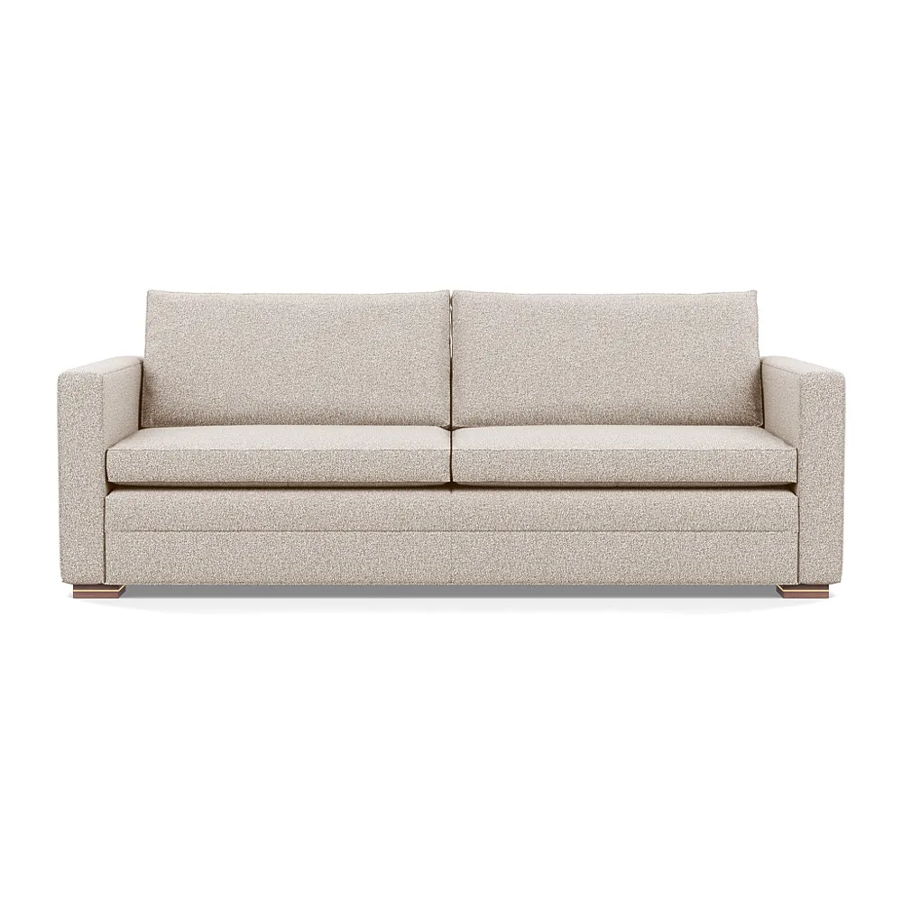Heal's Palermo 4 Seater Sofa Loop Boucle Taupe Brass/Walnut Feet 1