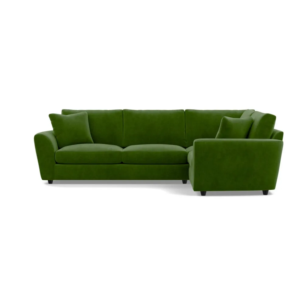Heal's Snooze Right Hand Facing Corner Sofa Smart Luxe Velvet Grass Black Feet 1