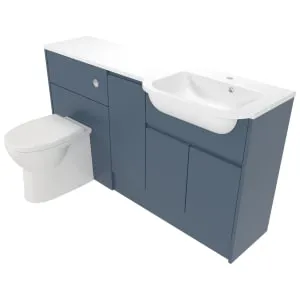 Deccado Clifton Juniper Blue Right Hand 1500mm Fitted Vanity & Toilet Pan Unit Combination with Right Hand Basin