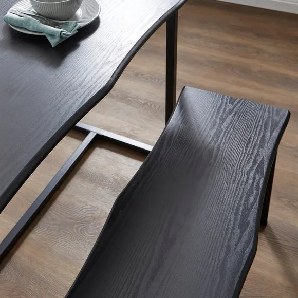 Ronan 4 Seater Wave Edge Dining Table and Bench Set 3