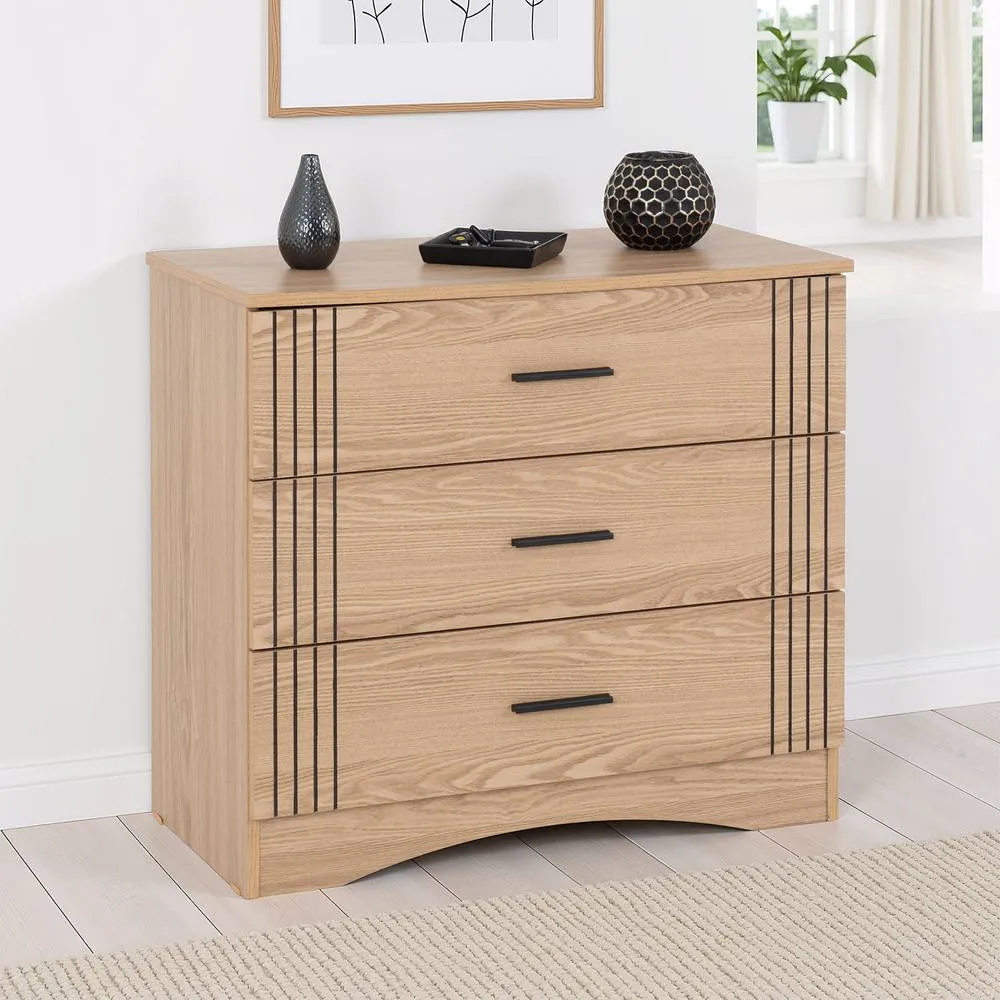 Seconique Tessa 3 Drawer Chest - Natural Oak Effect in Light Oak