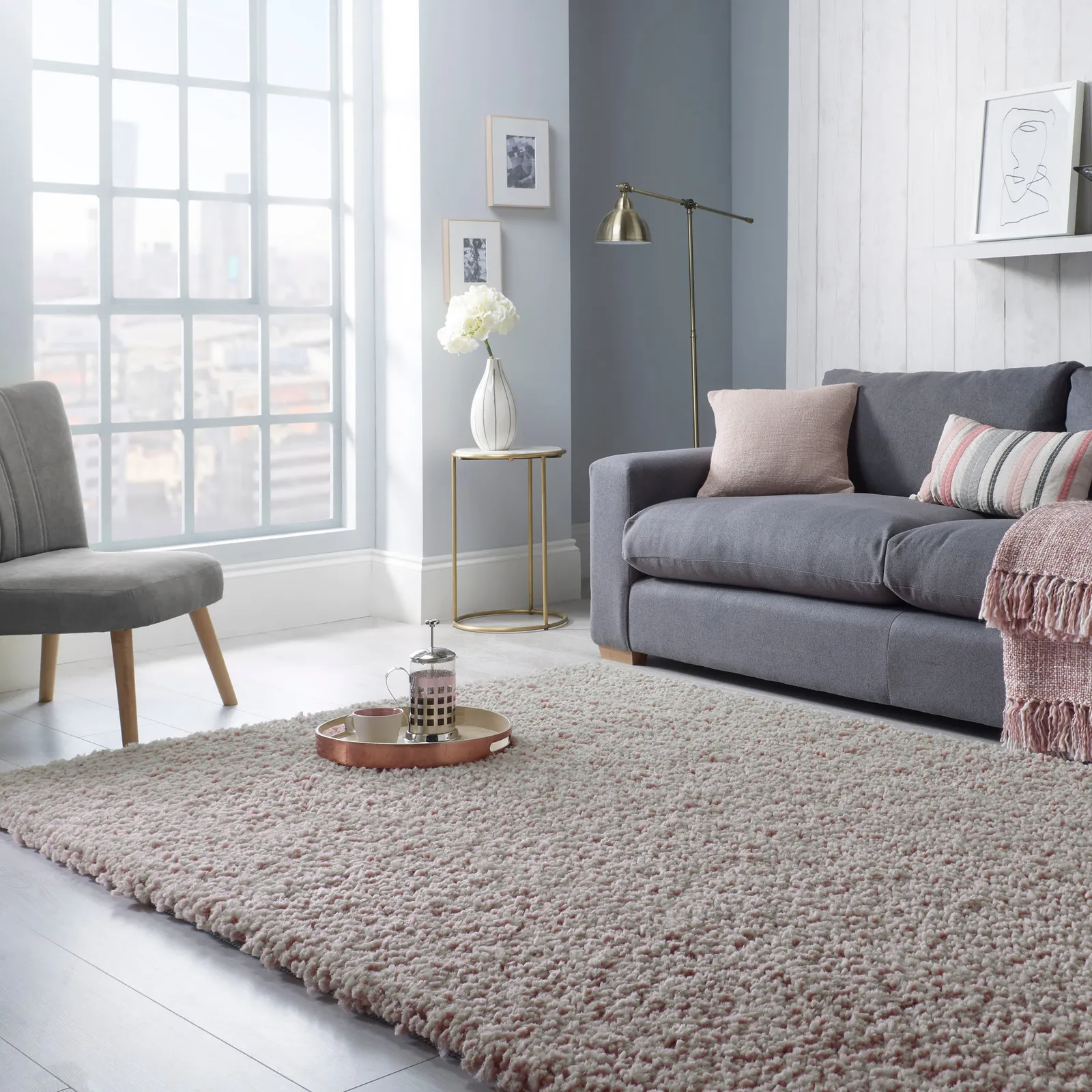 Bertie Shaggy Rug Grey