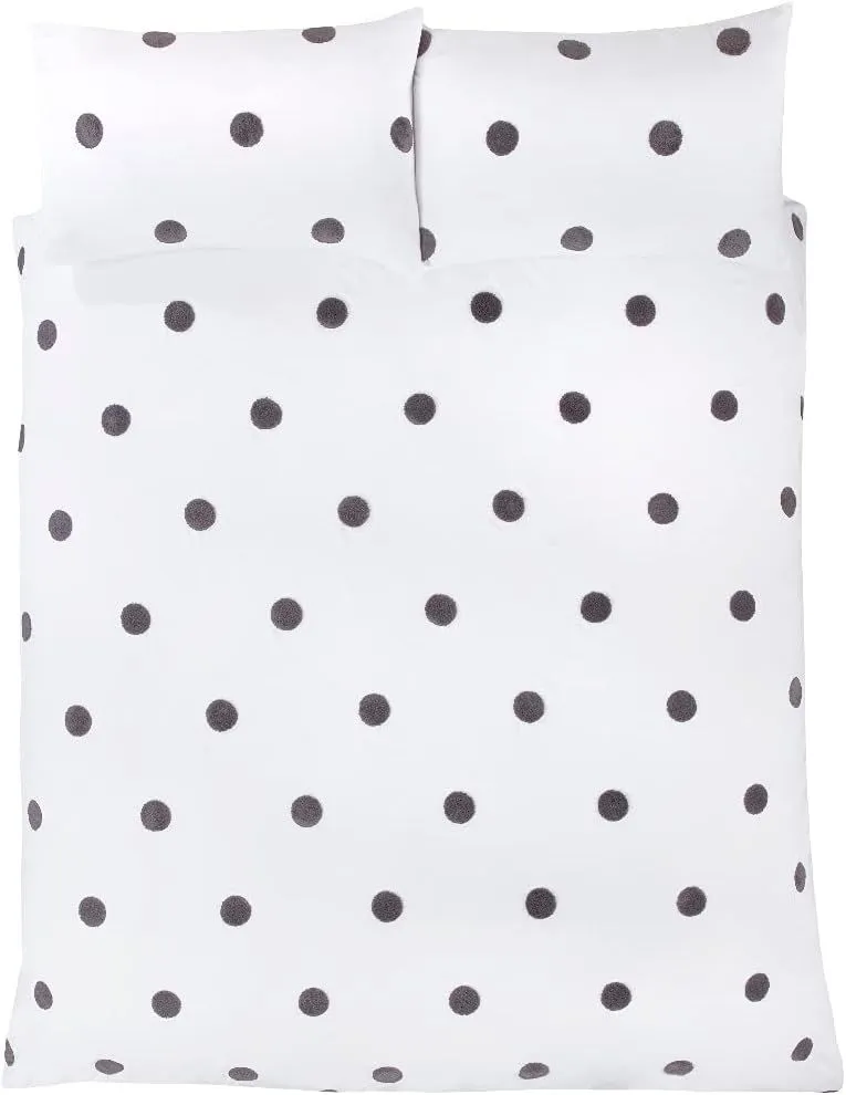 Smart Living Luxury Hotel Quality Tufted Circles Duvet Cover with Pillowcases in White 3