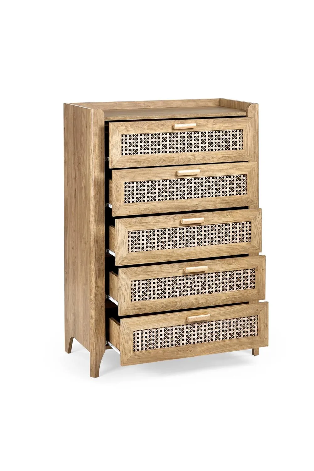 Julian Bowen Sydney Rattan Print 5 Drawer Chest in Light Oak 4