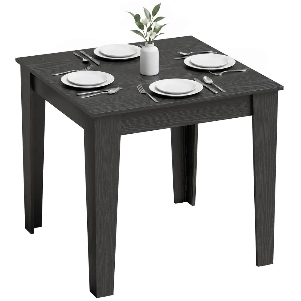HOMCOM Dining Table for 4, 80L x 80W x 75Hcm, Black Wood Effect