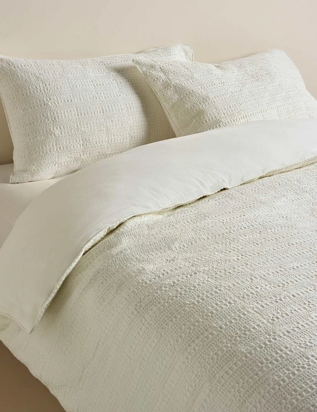 M&S Pure Cotton Quilted Waffle 2.5 Tog Bedding Set Linen