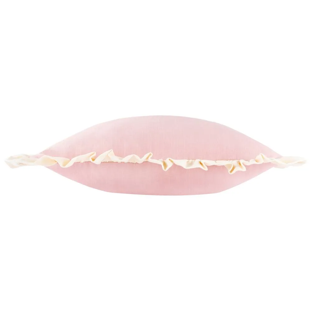 Wylder Effie 100% Cotton Plain Ruffle Cushion in Baby Pink 3