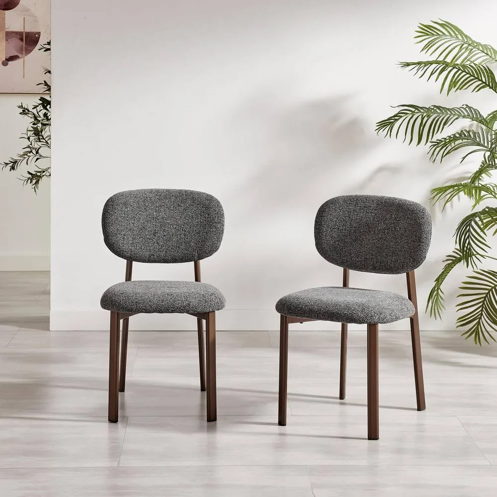 FurnitureboxUK 2x Mirelle Grey Fabric Dining Chairs Bronze Legs in Charcoal 2