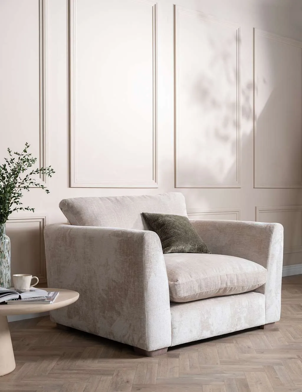 BARKER AND STONEHOUSE Palmer Textured Chenille Snuggle Chair Neutral