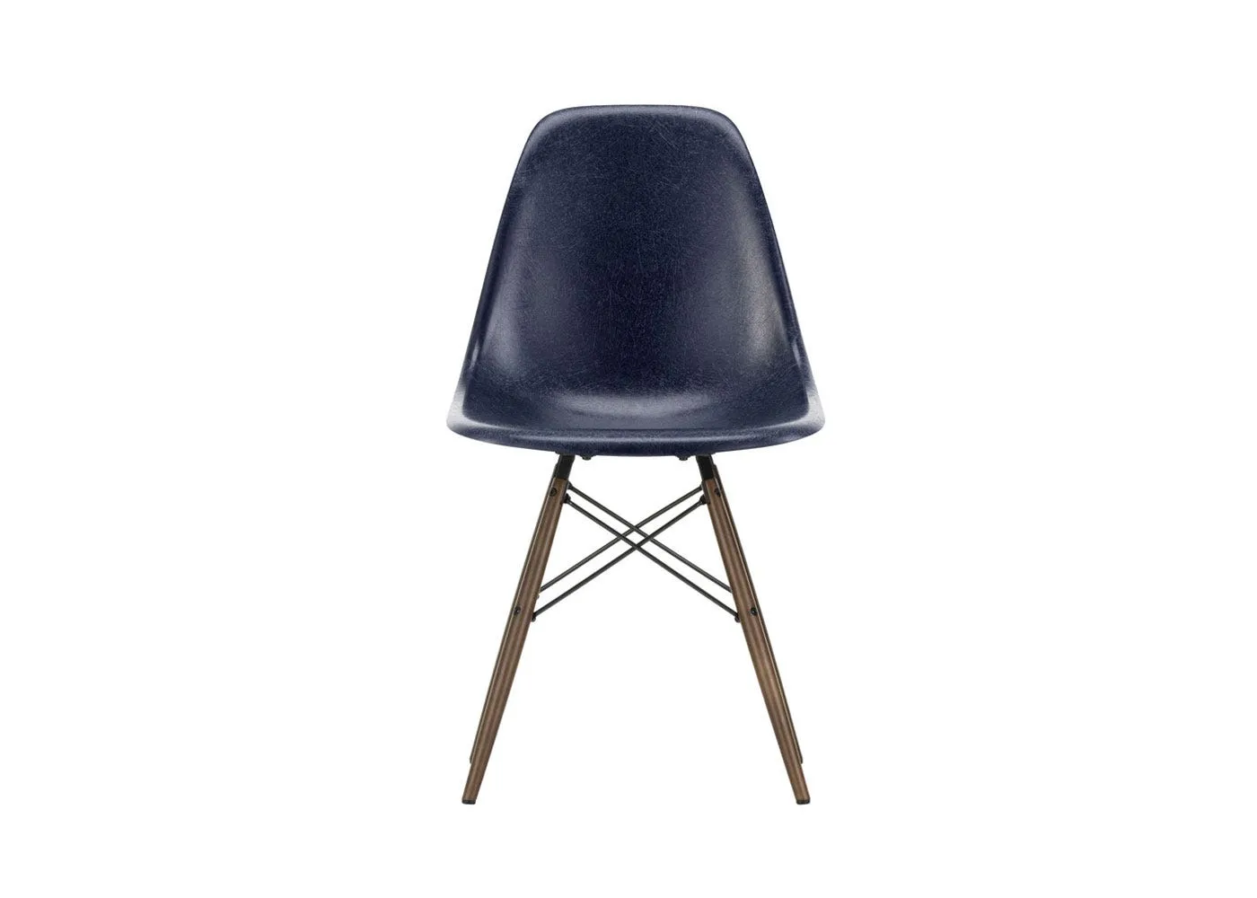Vitra Eames Fibreglass Chair DSW Eames Navy Blue 95 Dark Maple 05 Glides