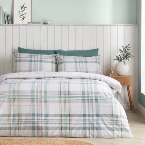 Catherine Lansfield Cartmel Check Polycotton Duvet Cover & Pillowcase Set