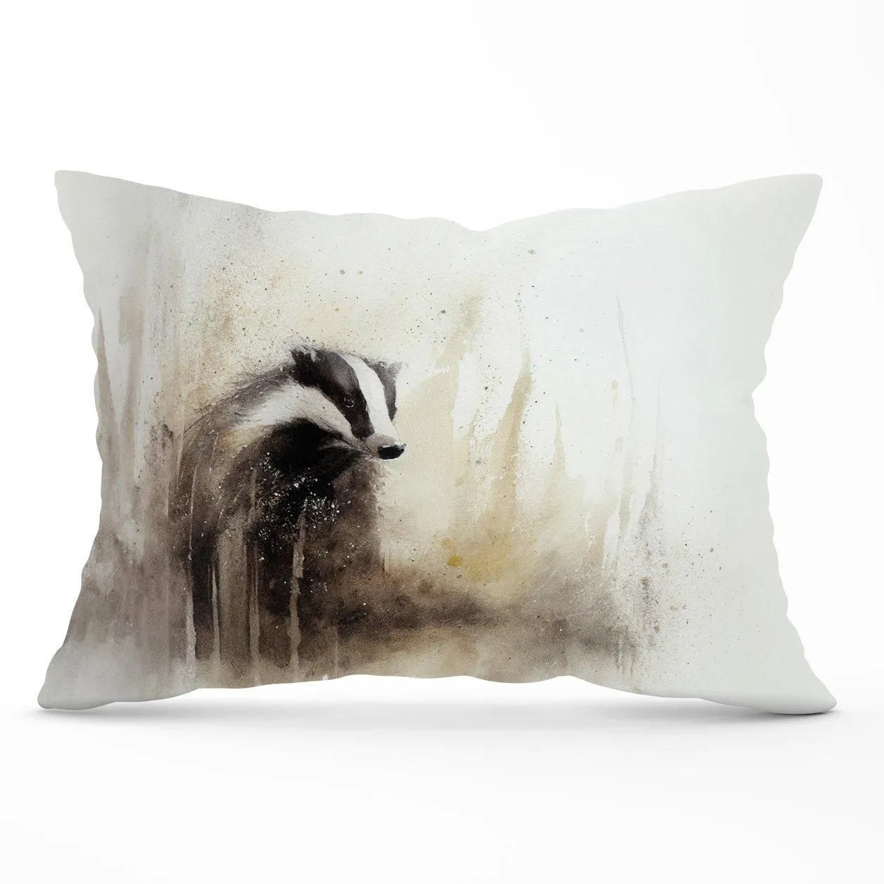 Warren Reed - Designer Badger Watercolour Cushions in Brown