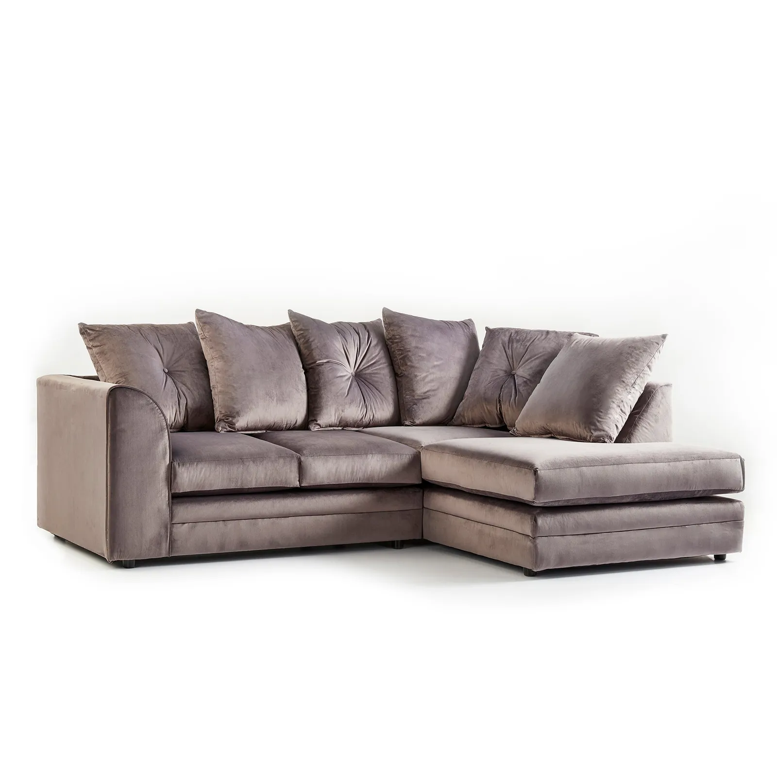Blake Right Hand Velvet Corner Sofa Grey