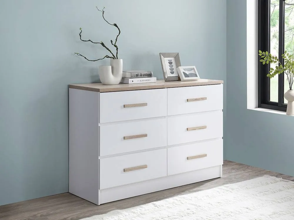 Vente-unique 6-Drawer Chest Of Drawers - White & Natural - SKAIDO in Light Oak 3