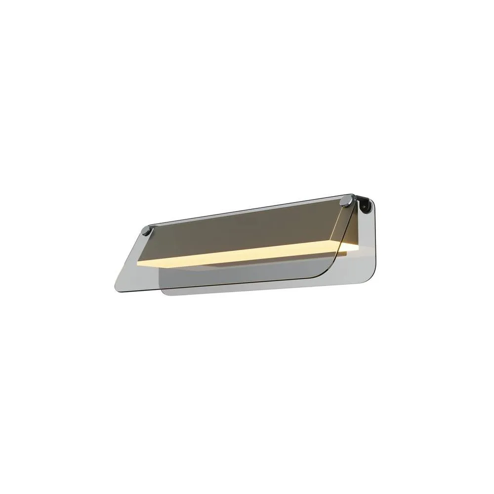 Netlighting Flat Modern 30cm Wall Lamp Black & Brass 3000K 730lm Grey Shade in Gold