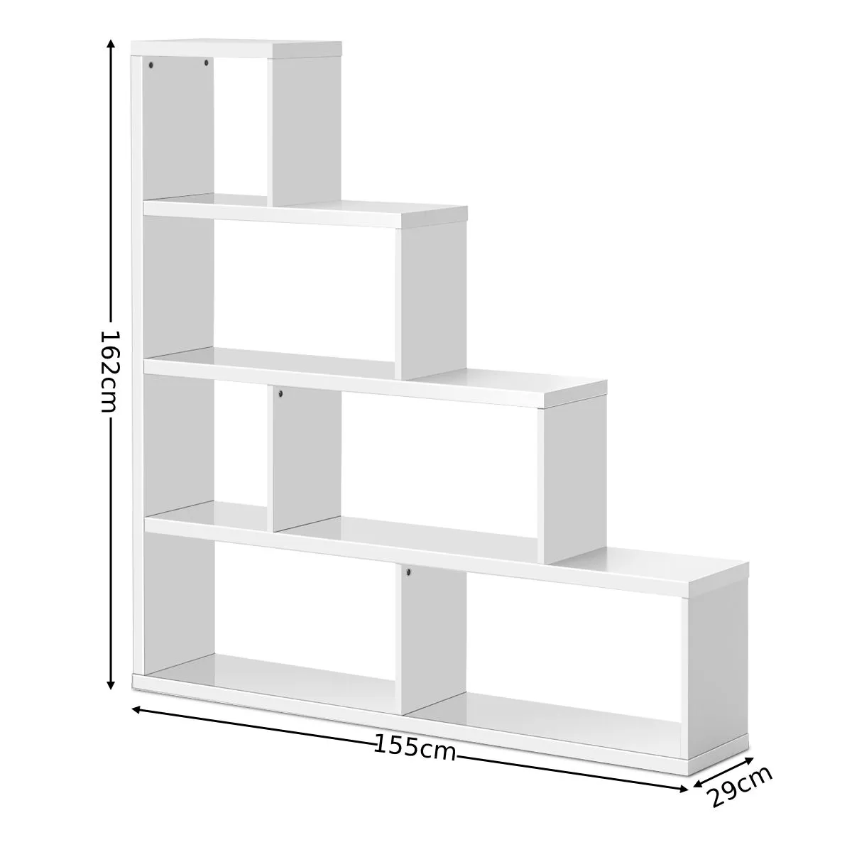 Costway 6-Cube Ladder Bookcase Freestanding Corner Bookshelf 5-Tier Display Shelf in White 2