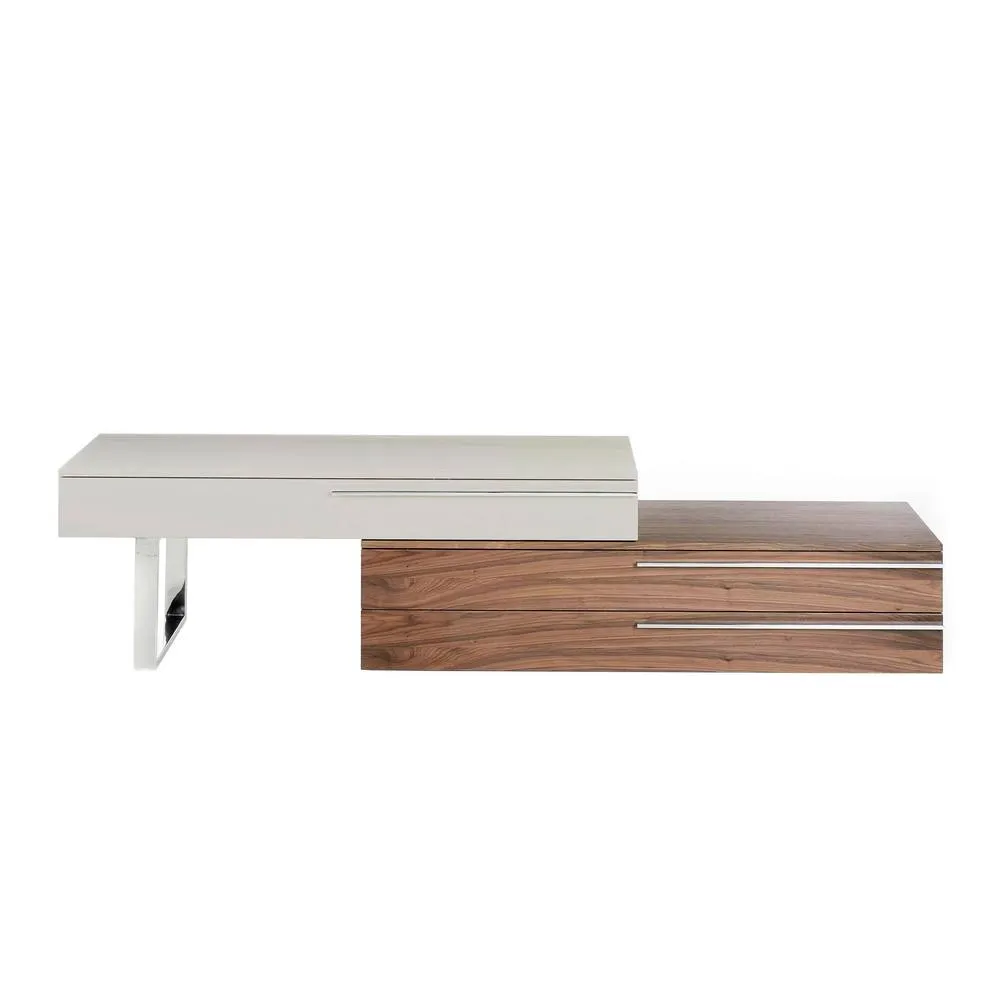Angel Cerda Walnut-Veneer TV Unit with Chrome Legs Beige MDF in Brown 2
