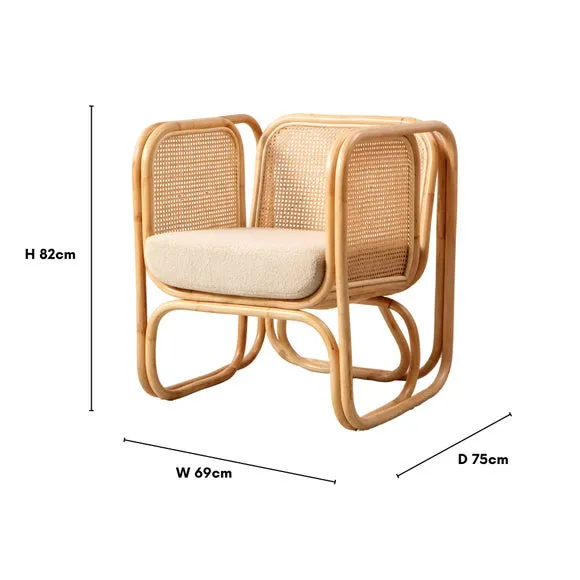 Desser Iconic Rattan Chair with Boucle Cushion 5