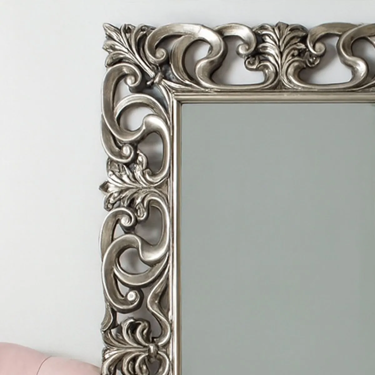 Melody Maison Large Baroque-style Silver Wall / Floor Mirror 90cm X 168cm 2