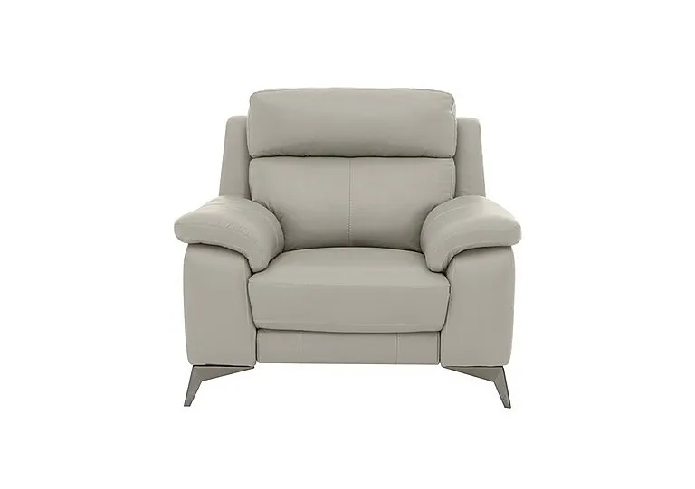 Missouri Leather Recliner Armchair with Power Headrest - Silver Grey