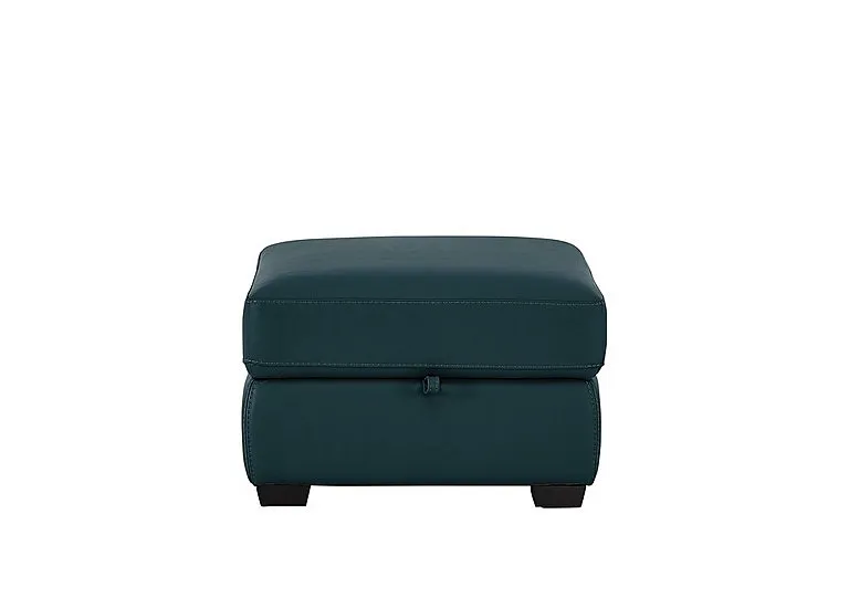 Compact Collection Petit Leather Storage Footstool - BV Lake Green