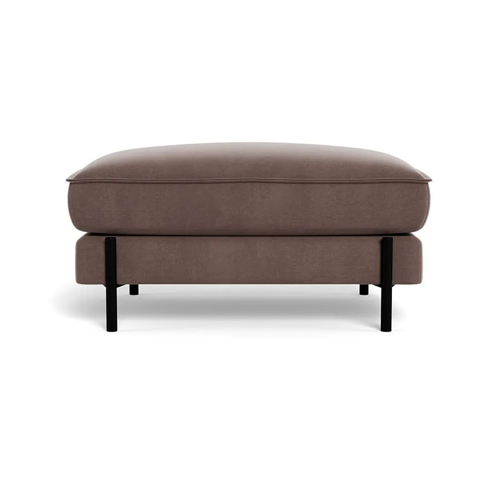 Heal's Tortona Footstool Smart Velvet Mouse Black Feet