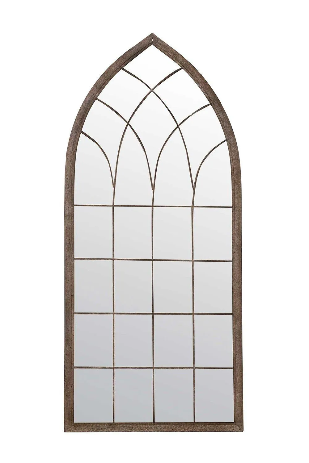 MirrorOutlet 'Dorset' Rustic Arch Large Garden Metal Frame Wall Mirror 169xm x 75cm in Brown 2